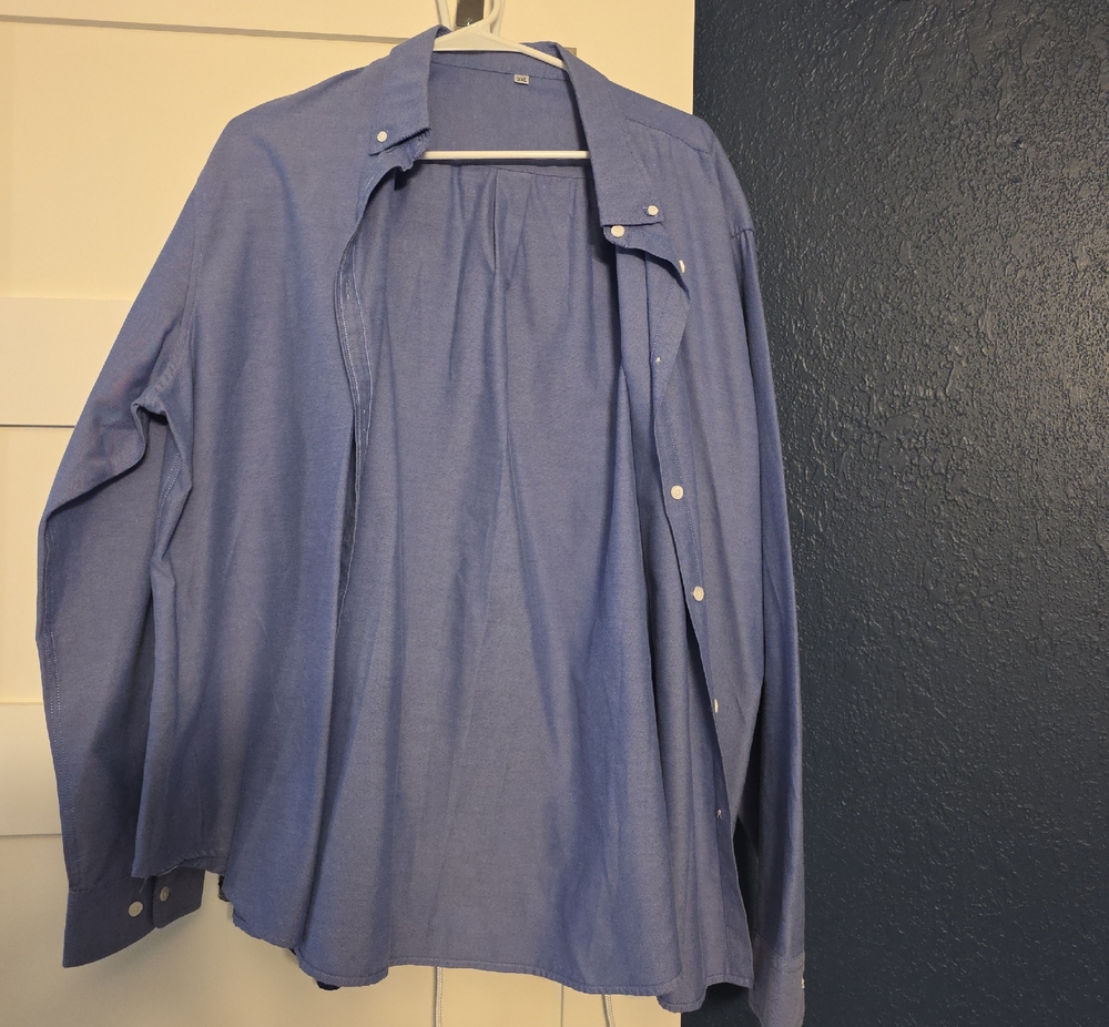 Wonens Long-Sleeve Blue Button-down Shirt